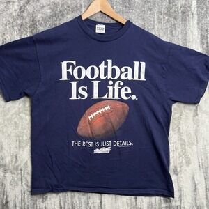 Vintage Big Ball Sports Men's Shirt XL Football Is Life 90s USA Navy Blue